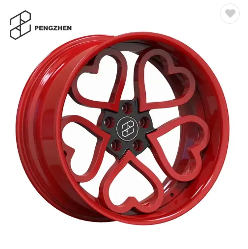 Pengzhen forged 2 piece concave custom red love heart shaped set of 4 trade car aluminium alloy whee