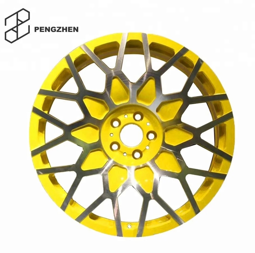 Pengzhen 21 24 inch 5x120 Staggeres Yellow Flower Alloy One Piece Car Rims Wheels for Rolls Royce